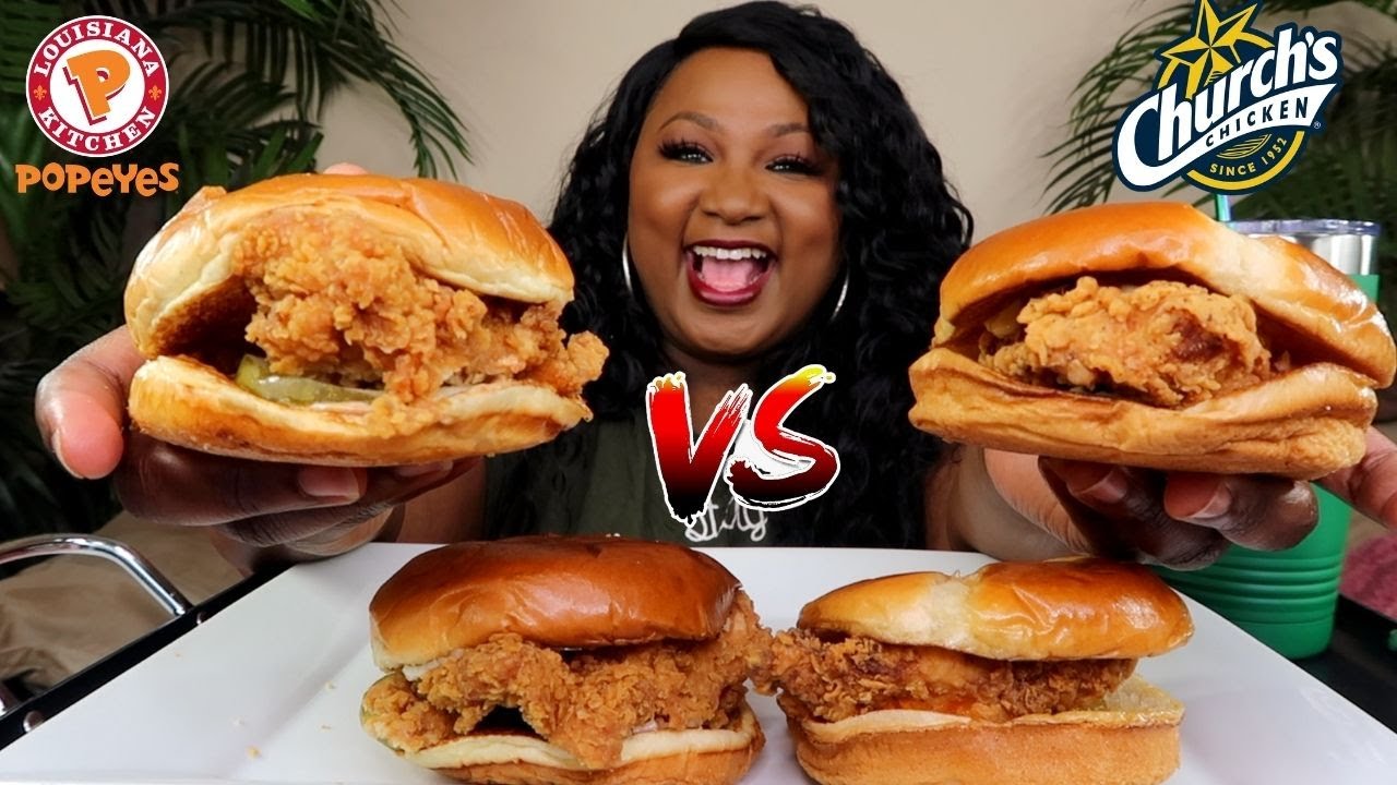 POPEYE'S SPICY CHICKEN SANDWICH VS CHURCH'S CHICKEN SANDWICH MUKBANG YouTube