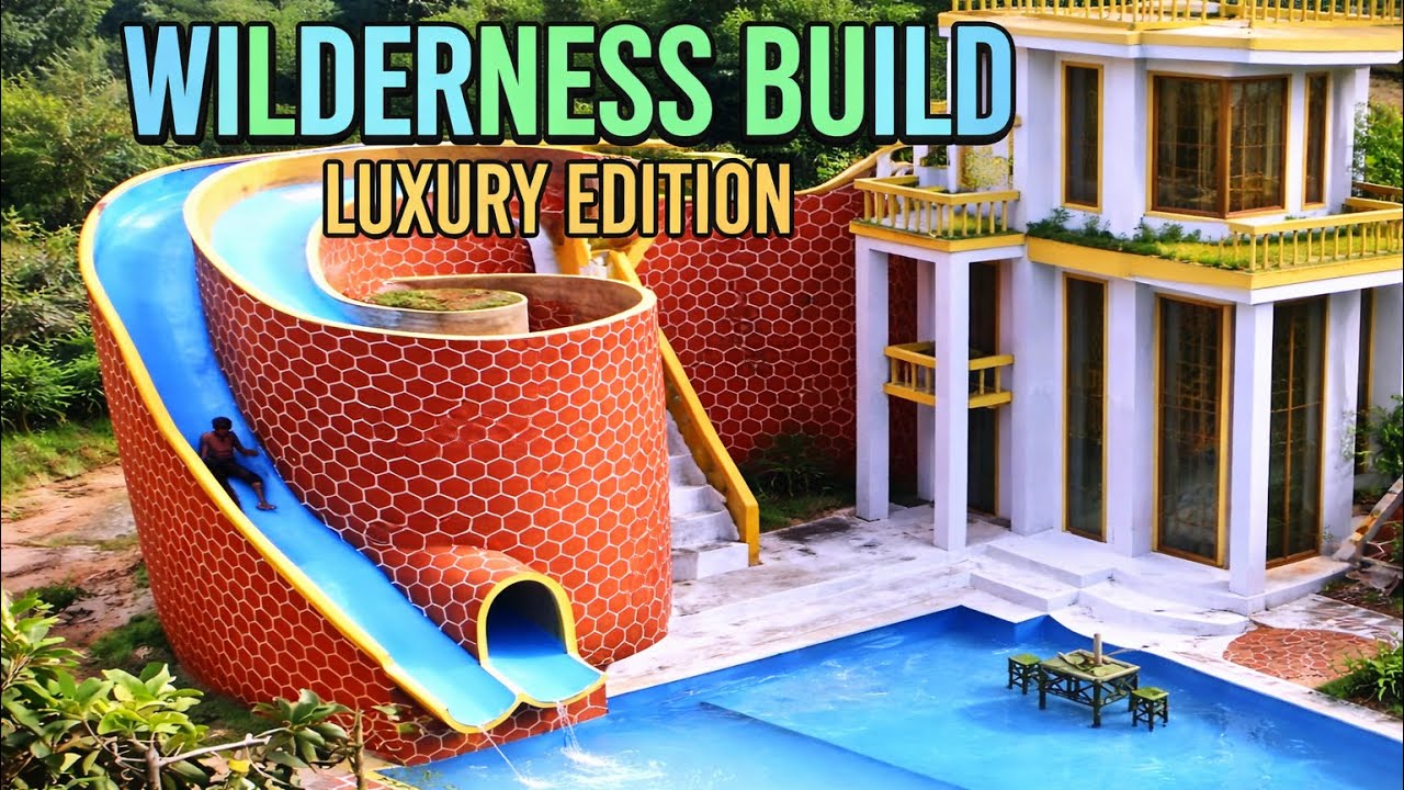 21 Day’s challenge😱Wilderness Build – Luxury Edition Villa Tour with Epic Water Slide 