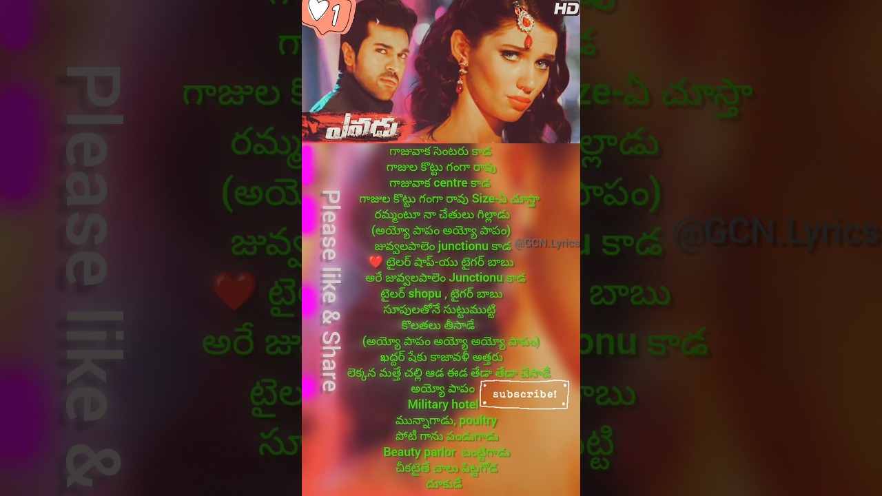 Ayyo Paapam  lyrical song # YEVADU movie 🎥# Global Star Ram Charan #  Stylish Star Allu Arjun  