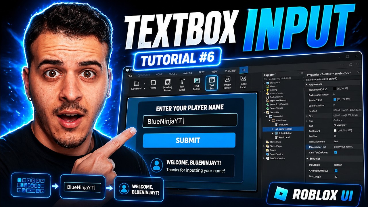 Get Input with TextBox - Roblox Studio GUI Tutorial #6 - YouTube