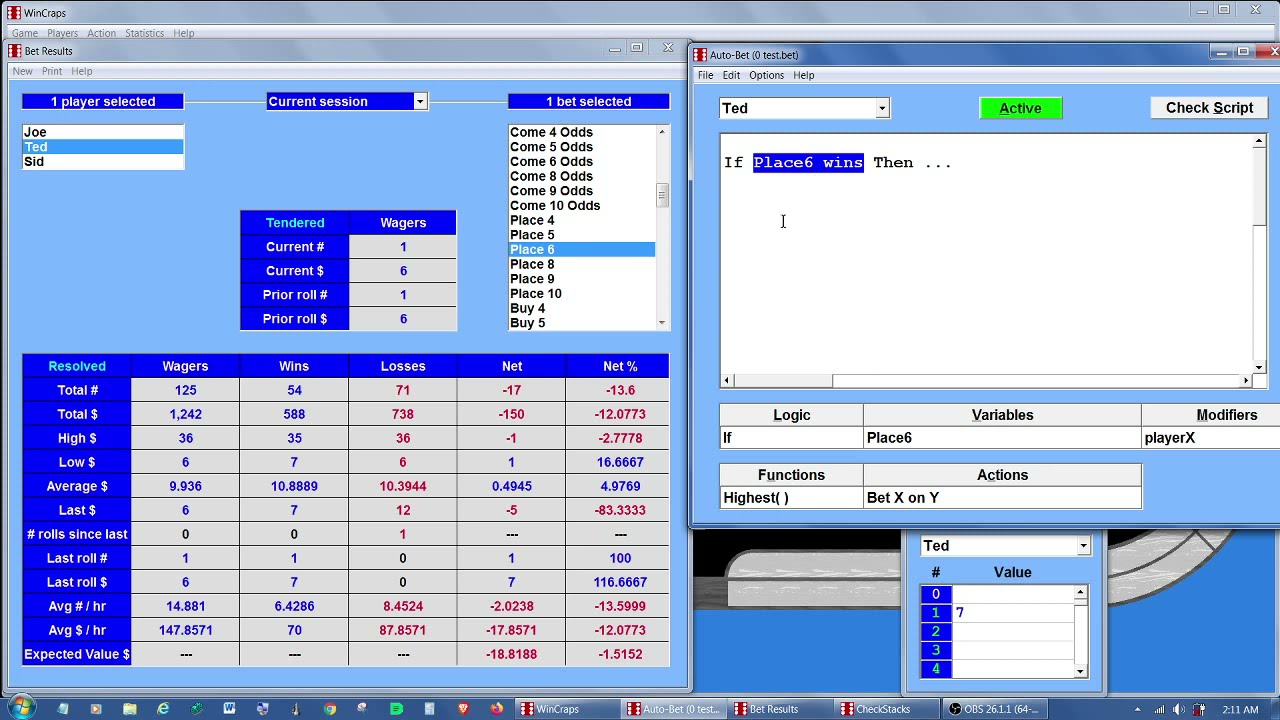 WinCraps Auto-bet bet references