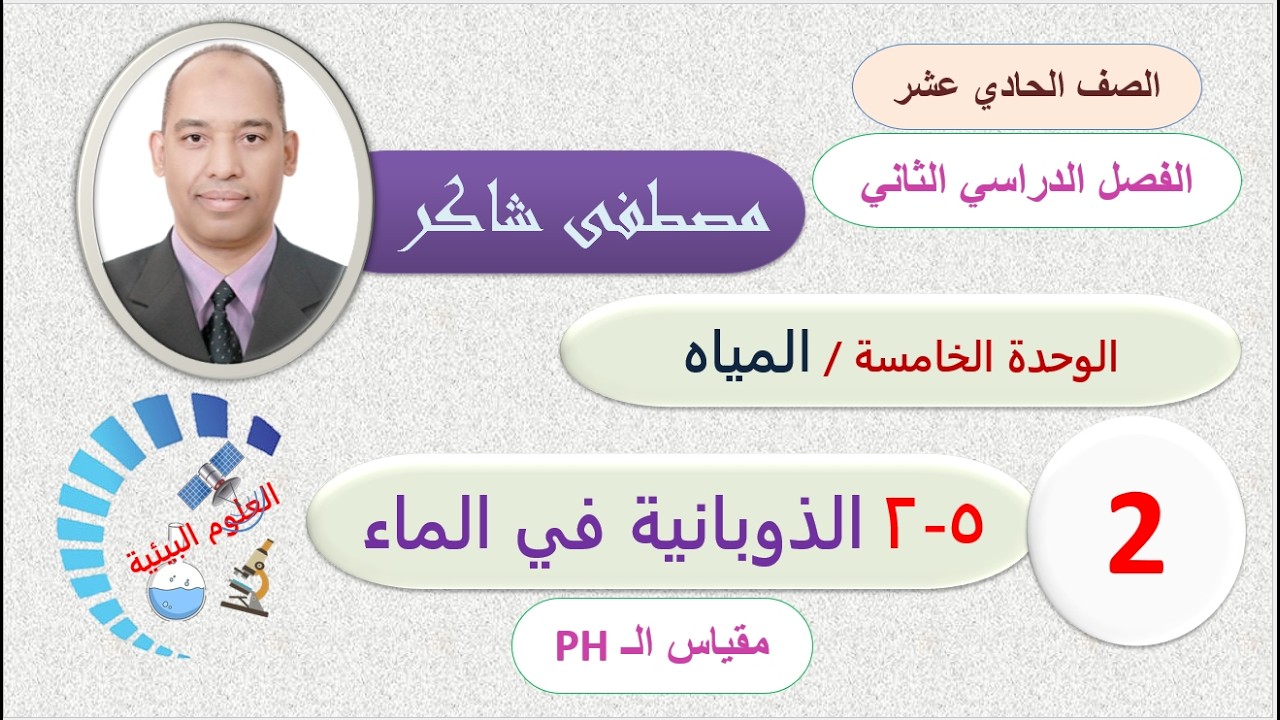 الذوبانية في الماء مقياس الرقم الهيدروجيني PH جزء 2 العلوم البيئية صف حادي عشر دراسي ثاني كامبردج
