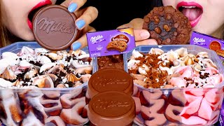 Asmr Entire Chocolate Gelato Ice Cream Tubs Milka Choco Wafer Double Chocolate Chip Cookies 먹방