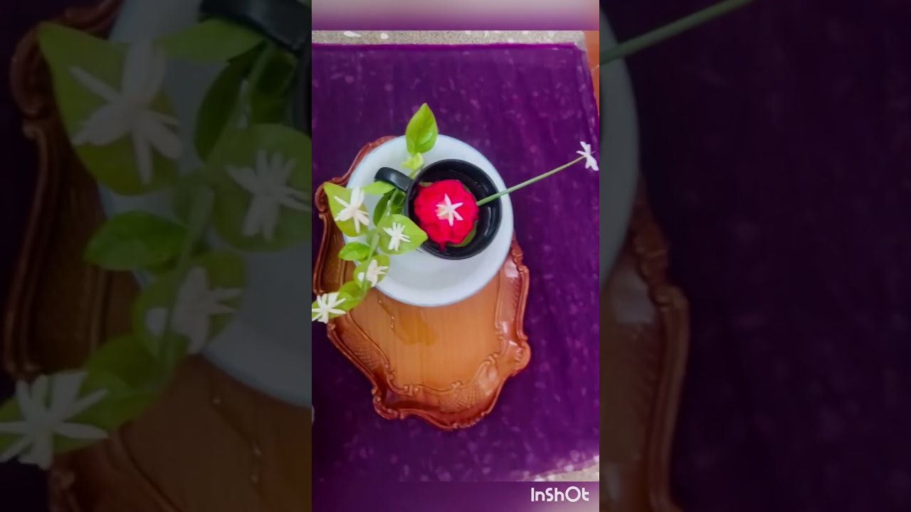 Flower decoration | shopping bag flower | leaves decoration | flower rangoli ideas | new ideas | art