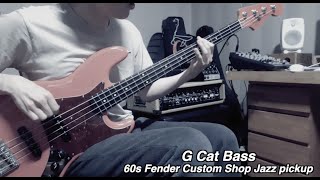 Vintage Funk style bass improvisation with 60s Fender Custom Shop Jazz Pickup, (G Cat Jazz Bass)