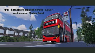 198 to Shirley | Full Route View on E400 City Arriva | Roblox Croydon v1.3