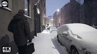 Helsinki Winter Morning 🌨☃️Snowy Walk at Dawn from Ullanlinna to Jätkäsaari (January 2023)