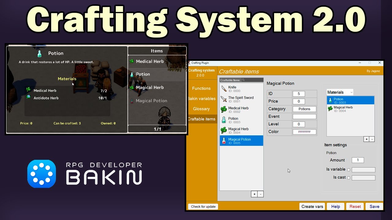 Crafting System 2.0 - Plugin (RPG Developer Bakin) - YouTube