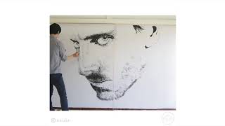 Black Sumi Ink Portraits By Toru