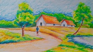 drawing easy landscape village tutorial drawings tutorials draw nature