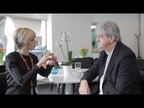 Homeless World Cup President Mel Young speaks with Edie Lush at Hub Davos