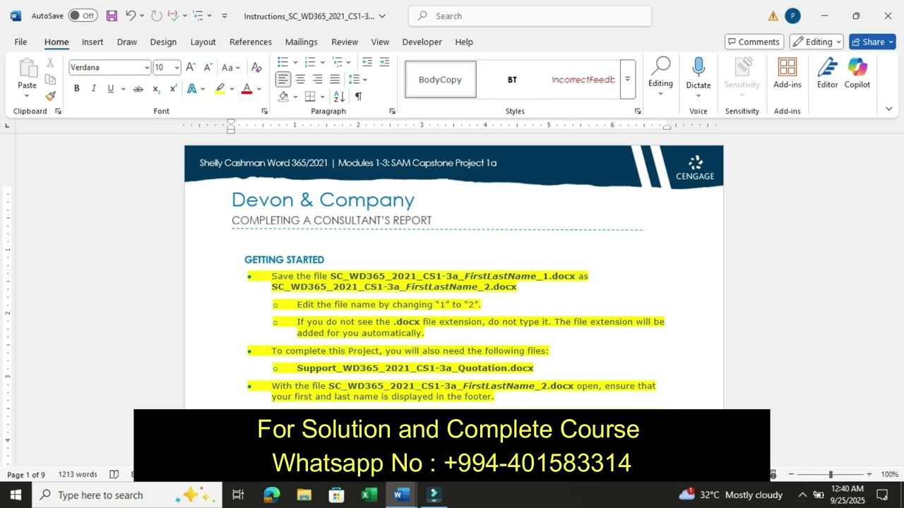 Devon & Company | Shelly Cashman Word 365/2021 | Modules 1-3: SAM Capstone Project 1a | Word