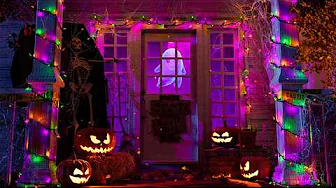 HALLOWEEN PORCH AMBIENCE 👻 Spooky Halloween Night Sounds