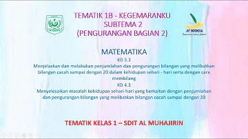 Tematik Kelas 1 SD - Tema 1B Subtema 2 - Matematika KD 3.3 - Pengurangan (Bagian 2)