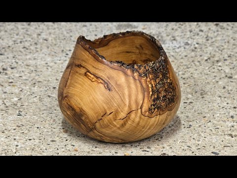 Natural Edge Olive Wood Bowl With Lovely Figure / 4-ways Project 