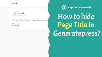 How to hide page title in generatepress?