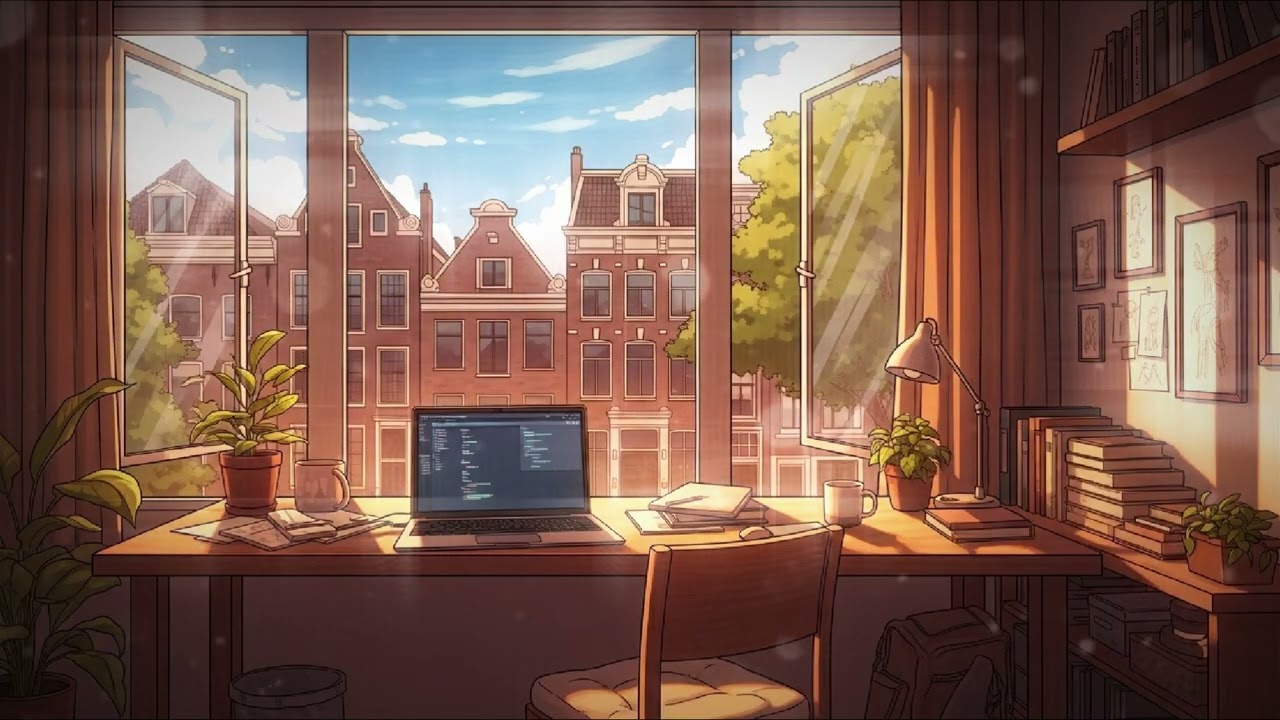 Golden Hour Study Lofi 🌇 Cozy Window Desk Vibes | Relaxing Beats for Work, Coding & Focus