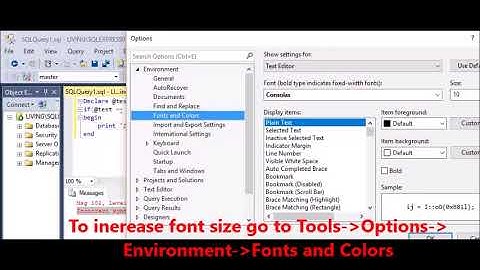 MSSQL - Microsoft SQL Server Management Studio - How to increase font size