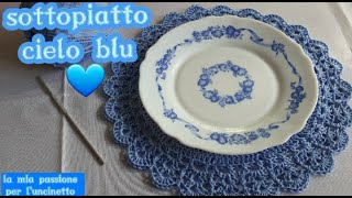 TUTORIAL SOTTOPIATTO CIELO BLU ALL'UNCINETTO PASSO PASSO #TUTORIAL #UNCINETTO #SOTTOPIATTO