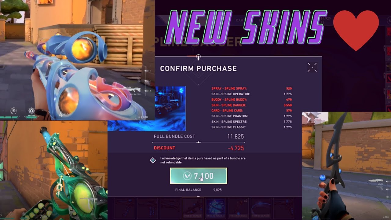 VALORANT SPLINE COLLECTION!! NEW KNIFE AND ALL SKINS ANIMATION YouTube