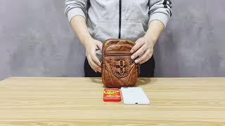 Retro stylish leisure soft leather multi-layered messenger bag screenshot 4