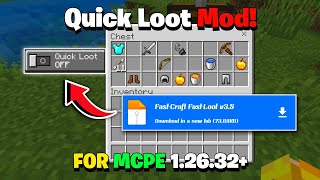 Best Quick Loot Addon for Minecraft PE 1.26.32+ || Quick Loot Mod for MCPE