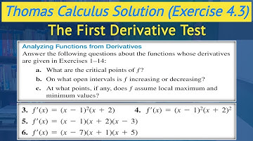 Local extrema critical points | Thomas calculus exercise 4.3 Q3 to Q6 || Lec 25