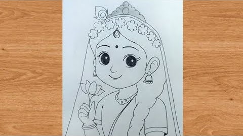 Radha rani god easy pencil outline drawing | krishnas radha art step by step