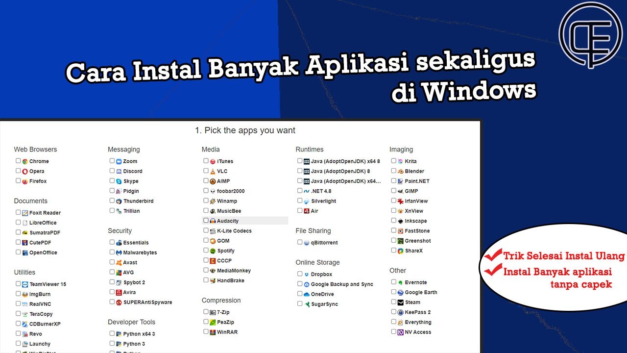 Cara Instal Banyak Aplikasi sekaligus di Windows | Trik setelah Instal