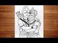 “Shri Ram & Hanuman Ji Emotional Hug Drawing |Ram Bhakt Hanuman Art”/ Ram Navmi Special Drawing