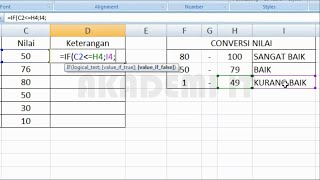 Tutorial Cara Menggunakan Rumus If Dengan Tambahan Conversi Nilai  Range Nilai
