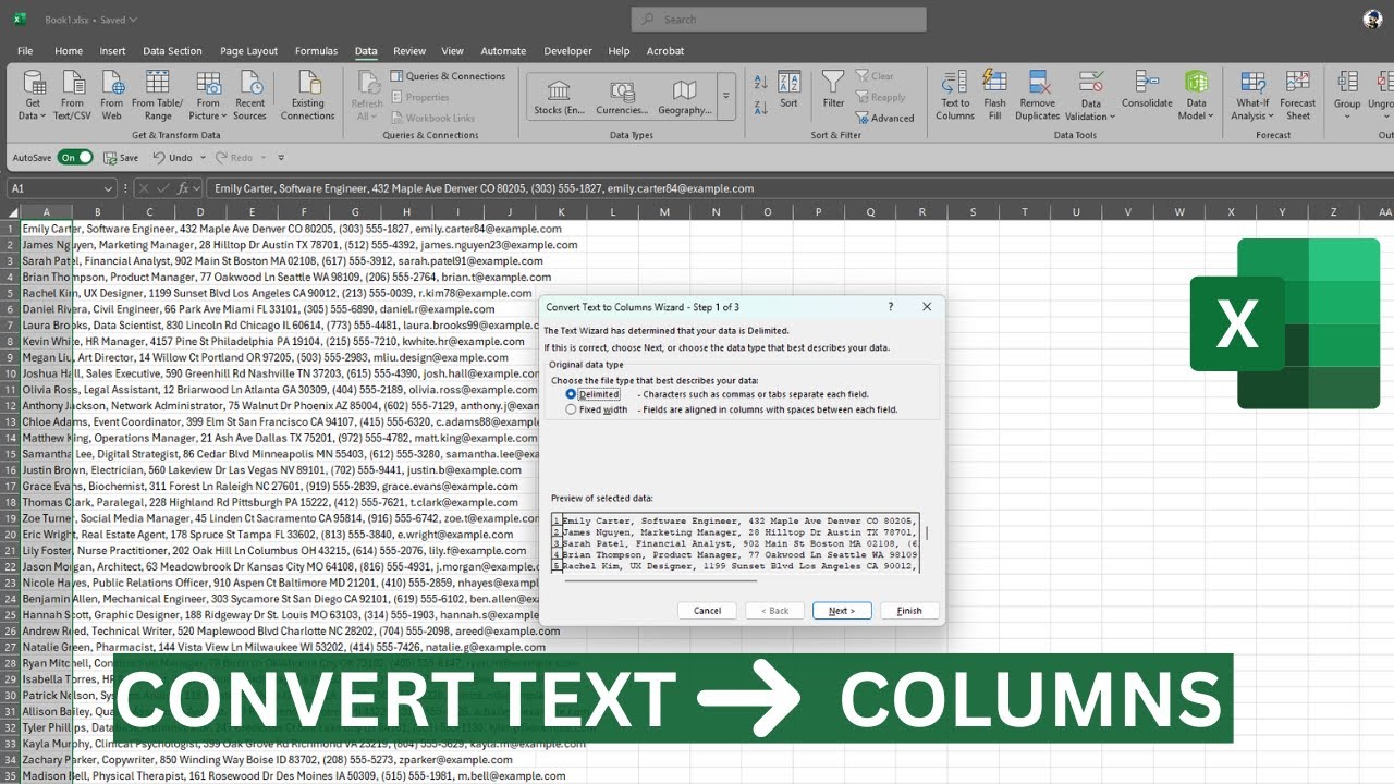 How to convert text to columns in Excel - YouTube