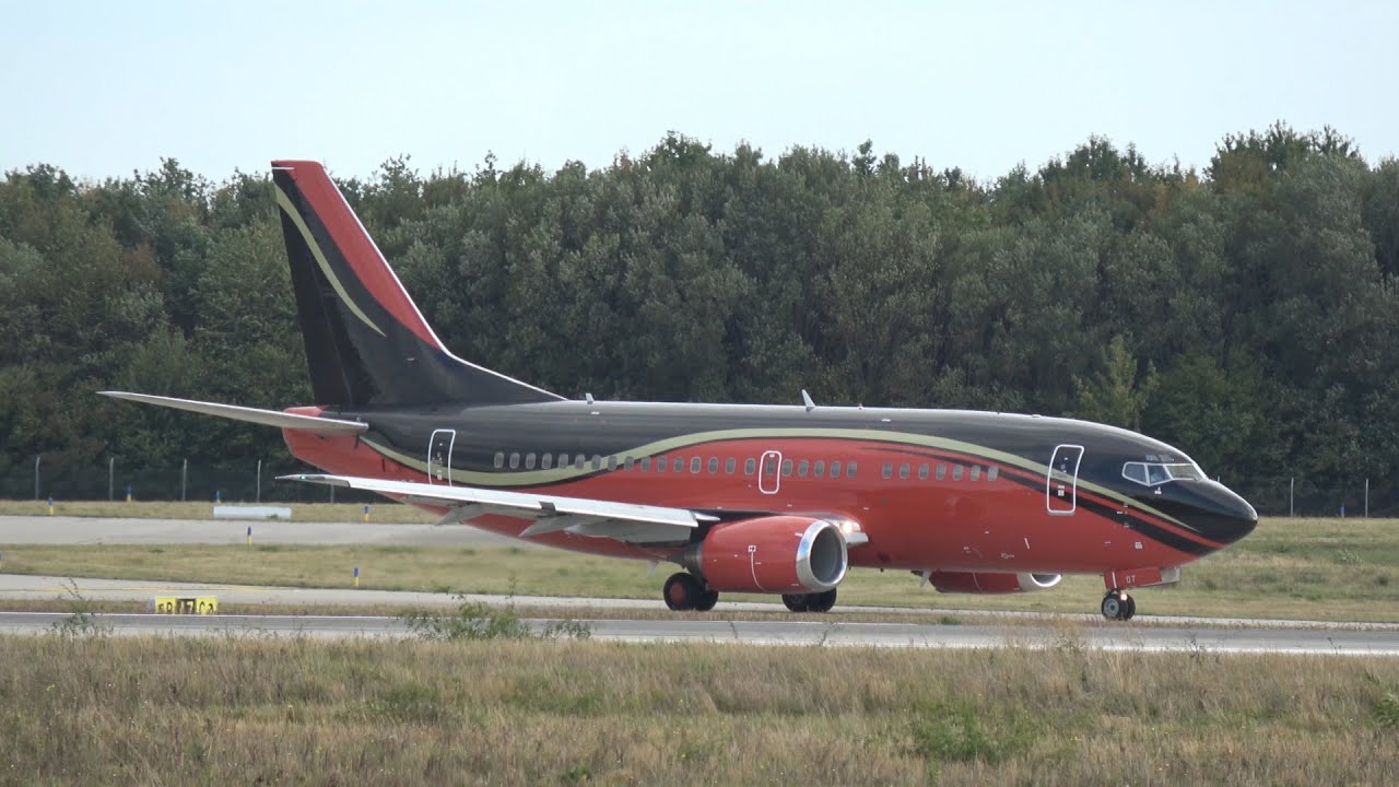 Rare Klas Jet Boeing 737-522 LY-KDT landing and take off at Leipzig Halle Airport Rwy 26R