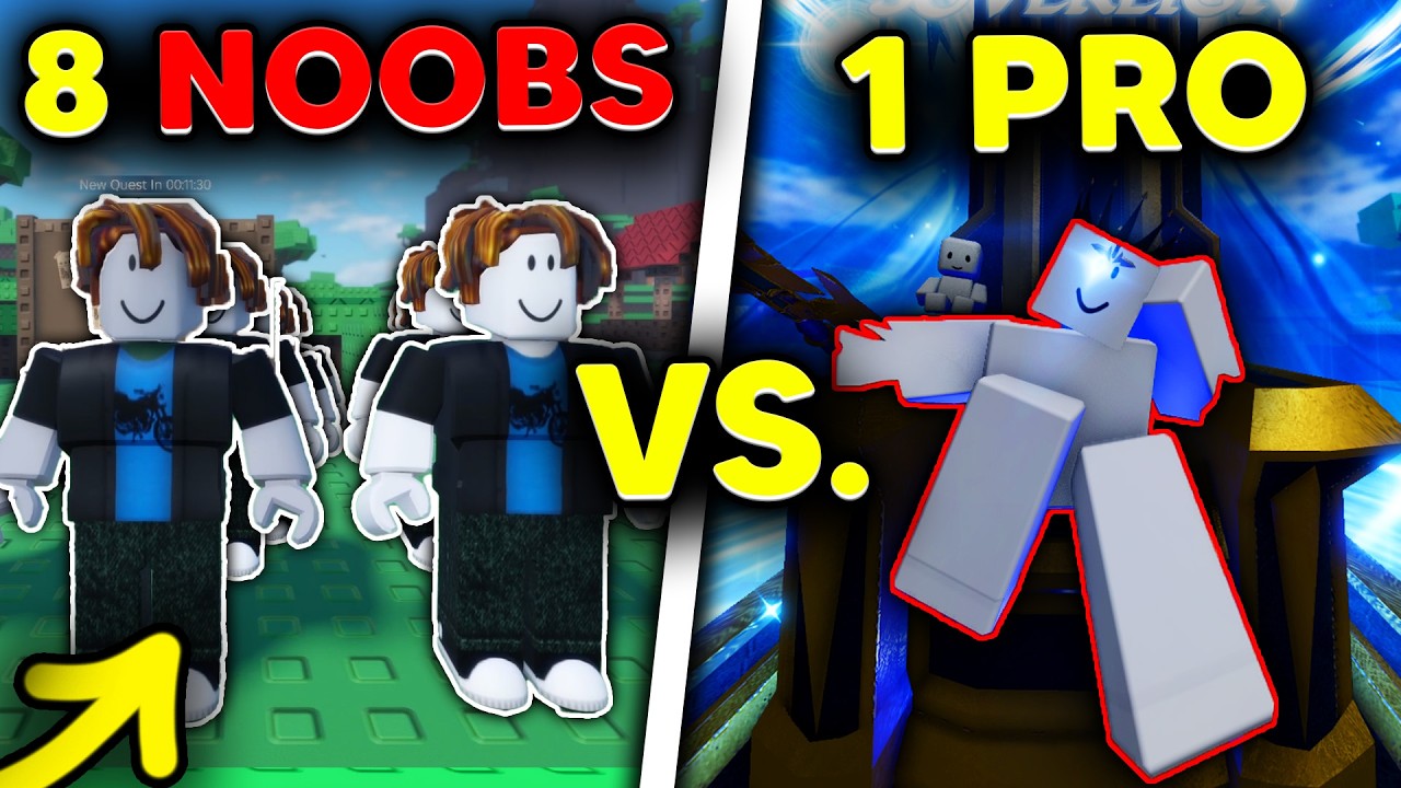 8 Нубов против 1 СЕКРЕТНОГО ПРОФИ в RNG Сола в Roblox...