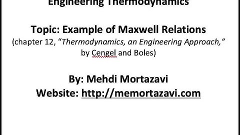 Example of Maxwell relations (video 7)