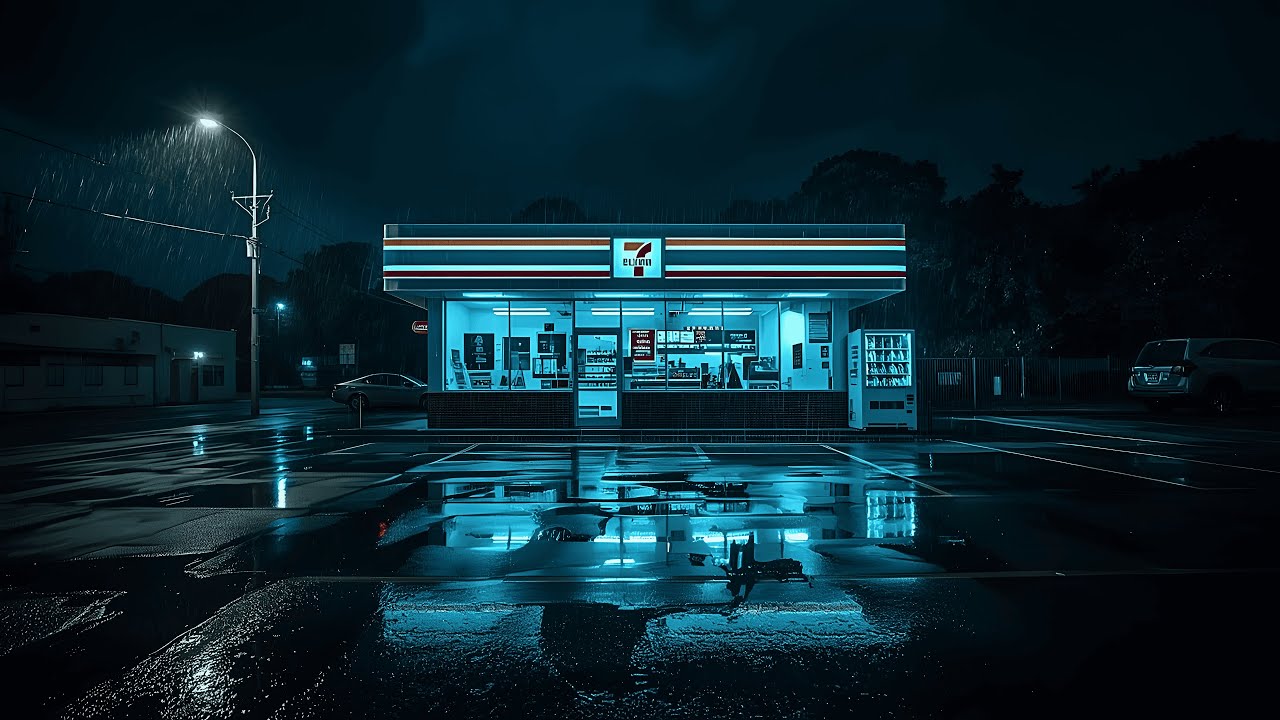 Midnight at 7-Eleven • Rainy Night Ambience