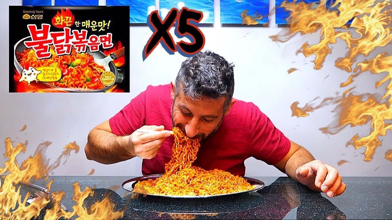 5 PACKS OF KOREAN FIRE NOODLE 🌶🔥CHALLENGE