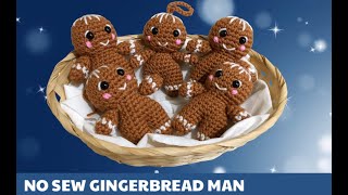 GINGERBREAD MAN NO SEW CROCHET A LONG ORNAMENT KEYCHAIN