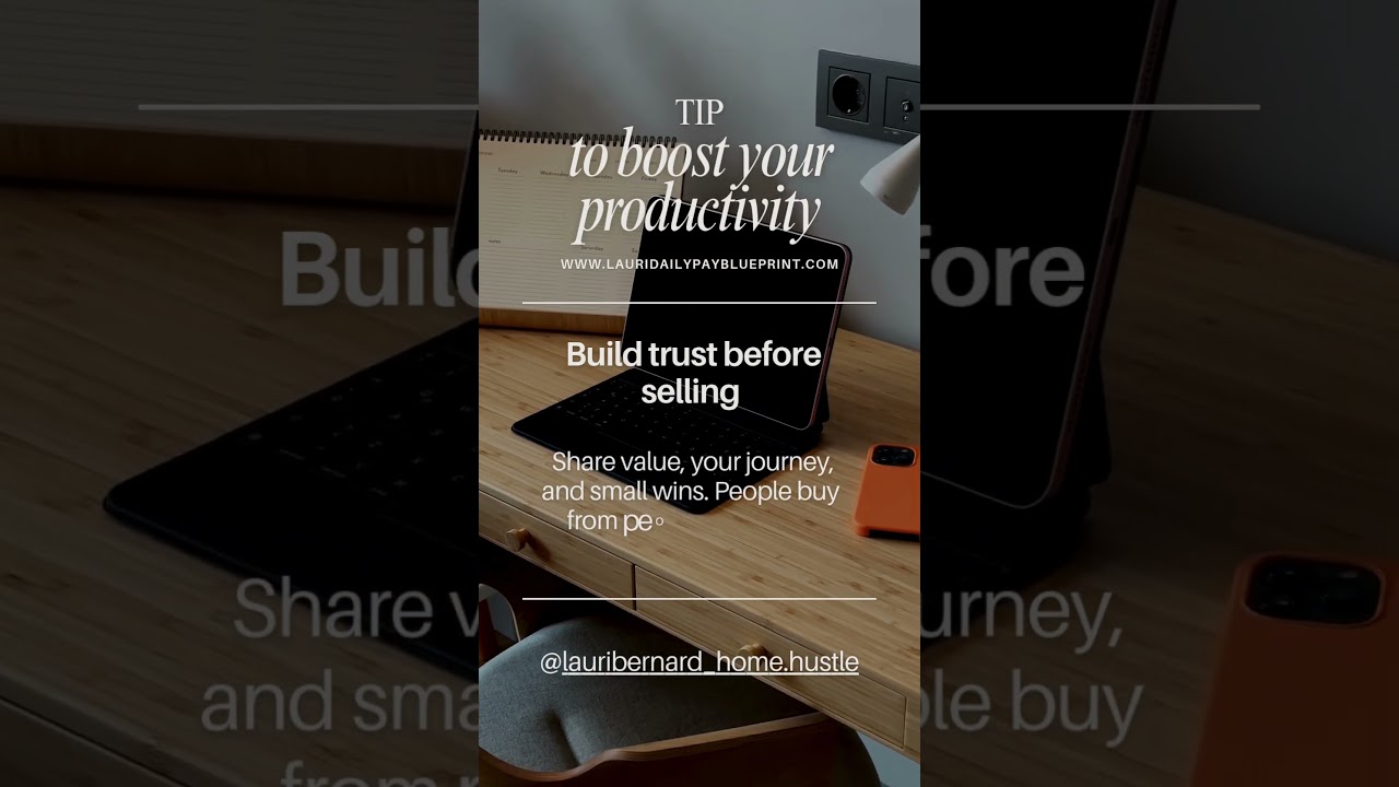 Build trust before selling   Black and White Modern Productivity Tips Instagram Story