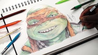 Drawing Michelangelo - INKTOBER DAY 6 - TMNT - DeMoose Art