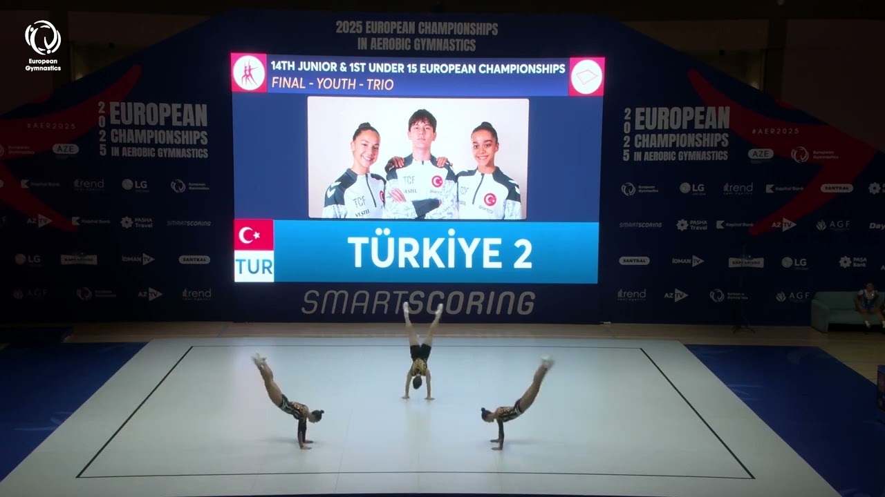 Tanem Atar, Duru Gunen \u0026 Furkan Saylan (TUR) - 2025 Aerobics European Champions, U15 Trios