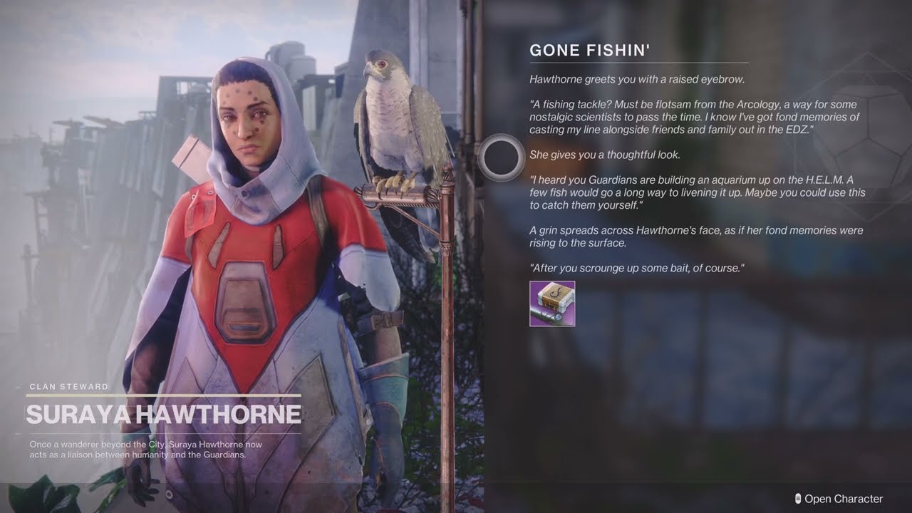 Speak To Suraya Hawthorne In The Tower Bazaar  Gone Fishin' (Destiny 2:  Season Of The Deep) 