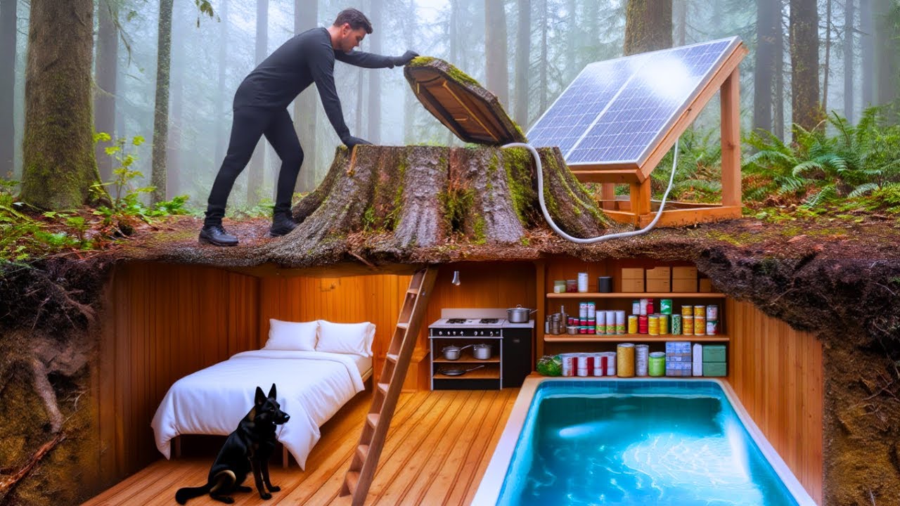 He Built a Secret Underground House in the Forest Completely Alone (ASMR)
