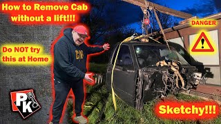 How to remove a truck cab WITHOUT a lift/ 1959 CHEVY APACHE Build Part 3