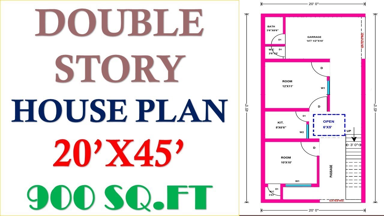 20 X 45 Double Story House Plan 900 Sq.Ft - Youtube