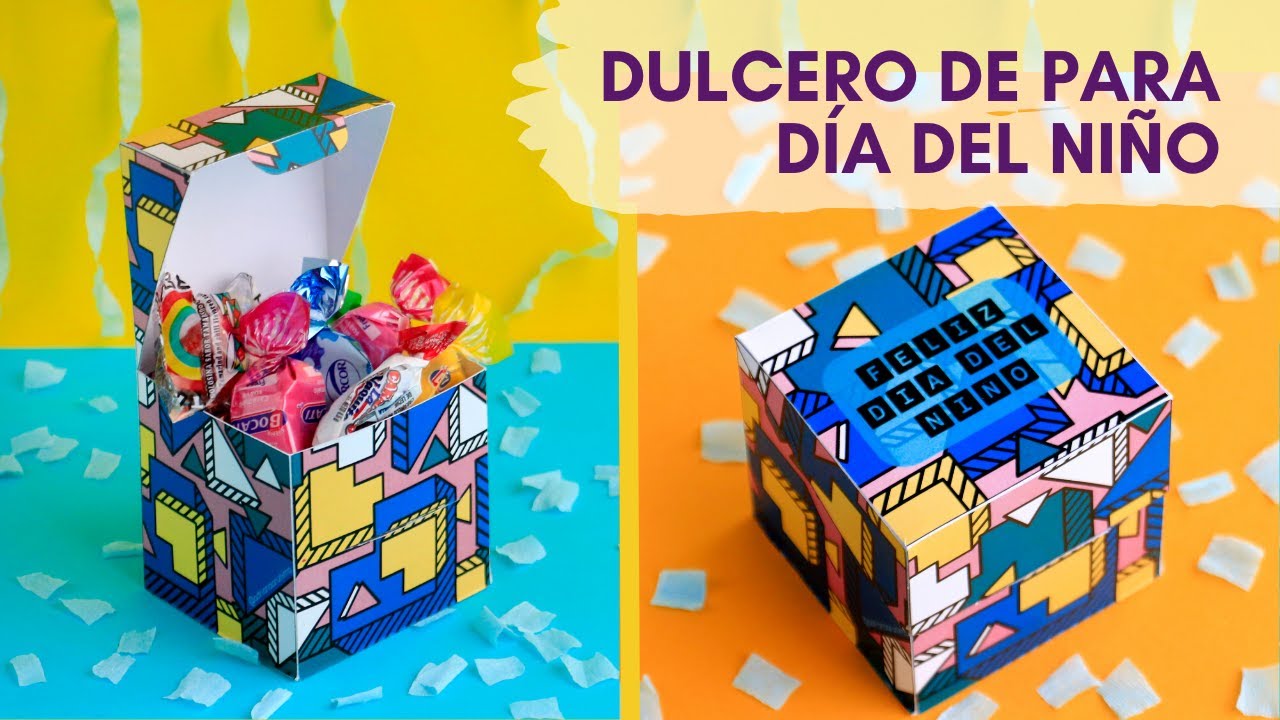 🍭 Dulcero de colores para día del niño 🍭 Caja de dulces con diseño  geométrico - YouTube