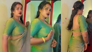 Green Silk Saree Golden Border Traditional Glamorous Look | Green Silk Blouse | Saree Lover 