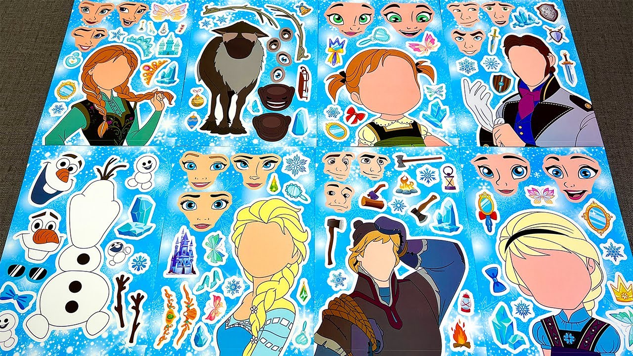 [🍒Paper diy🍒] DISNEY FROZEN 3 Sticker Activity Book ❄️✨ Elsa & Anna Dress Up | Oddly Satisfying ASMR