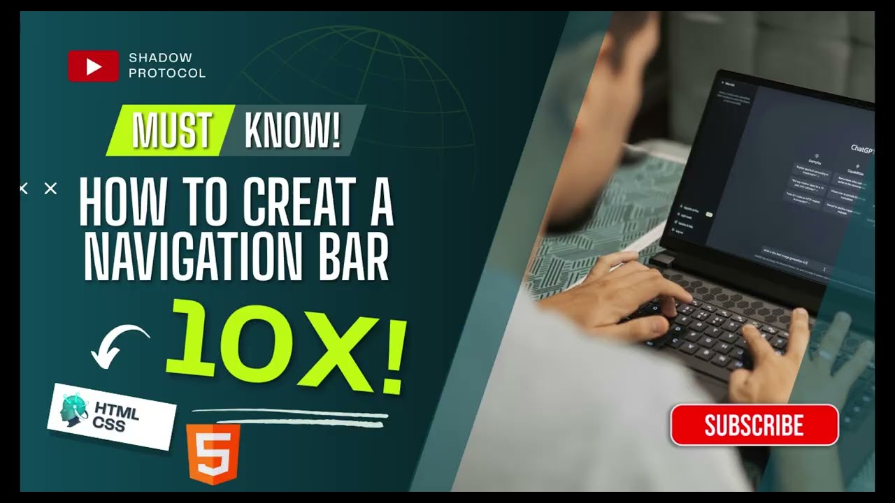 How to Create A Navigation Bar using HTML and CSS | Shadow Protocol
