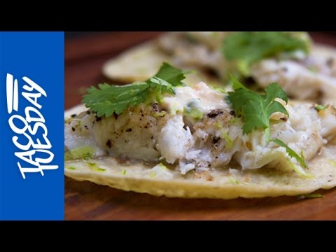Grilled black-pepper catfish tacos with roasted habanero mayo, from the video